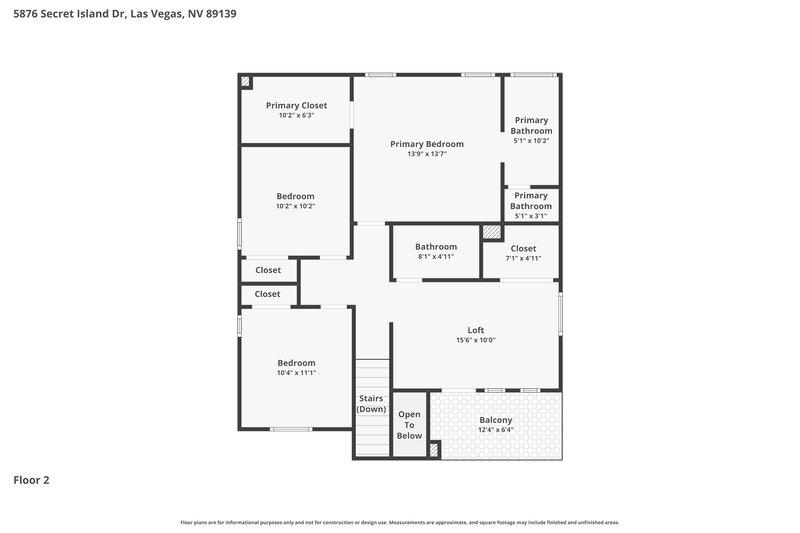 2,015/Mo, 5876 Secret Island Drive Las Vegas, NV 89139 Floor Plan View 2