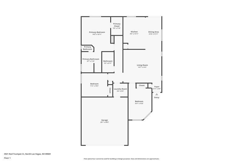 2,010/Mo, 3921 Red Trumpet Ct North Las Vegas, NV 89081 Floor Plan View