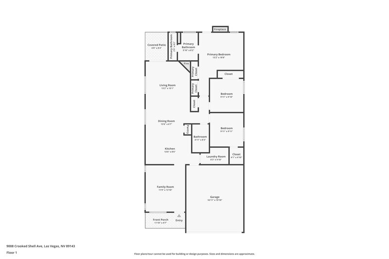 1,950/Mo, 9008 Crooked Shell Ave Las Vegas, NV 89143 Floor Plan View