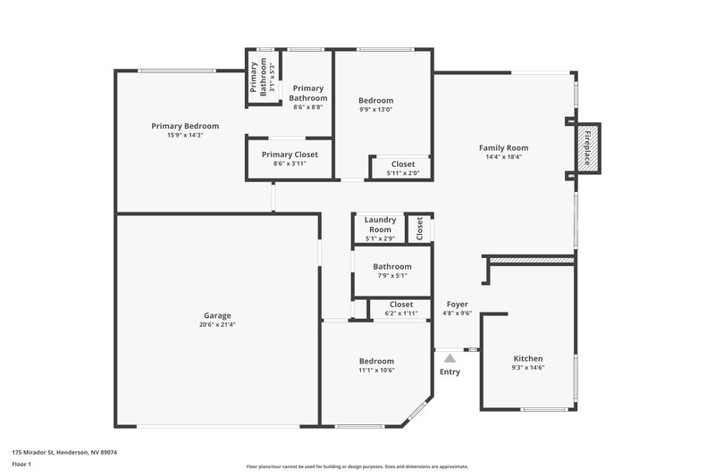 2,070/Mo, 175 Mirador Street Henderson, NV 89074 Floor Plan View