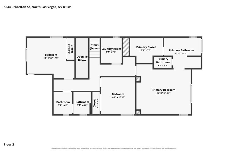 2,080/Mo, 5344 Brazelton St North Las Vegas, NV 89081 Floor Plan View