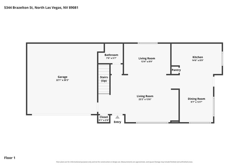 2,080/Mo, 5344 Brazelton St North Las Vegas, NV 89081 Floor Plan View 2