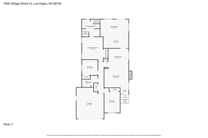 1,930/Mo, 7028 Village Shore Court Las Vegas, NV 89129 Floor Plan View