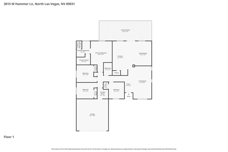 2,210/Mo, 3015 West Hammer Lane North Las Vegas, NV 89031 Floor Plan View