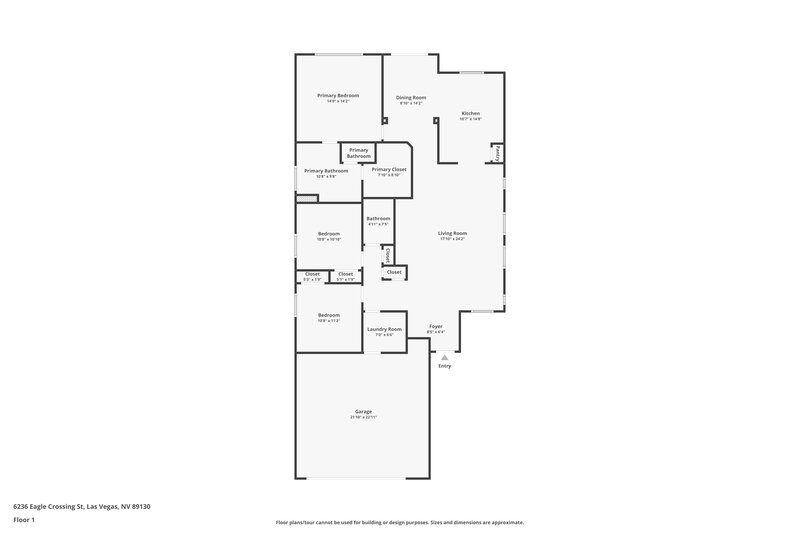 2,850/Mo, 6236 Eagle Crossing Street Las Vegas, NV 89130 Floor Plan View
