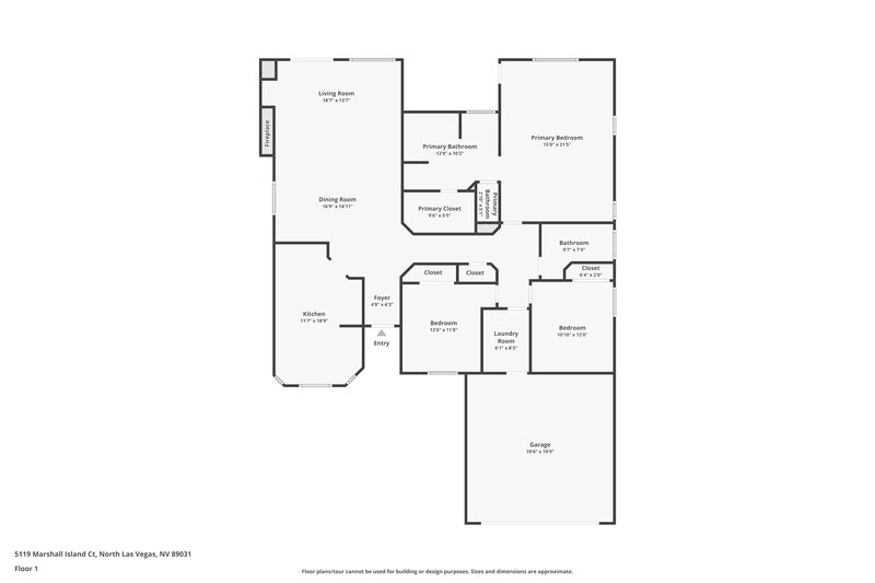 2,175/Mo, 5119 Marshall Island Court North Las Vegas, NV 89031 Floorplan View