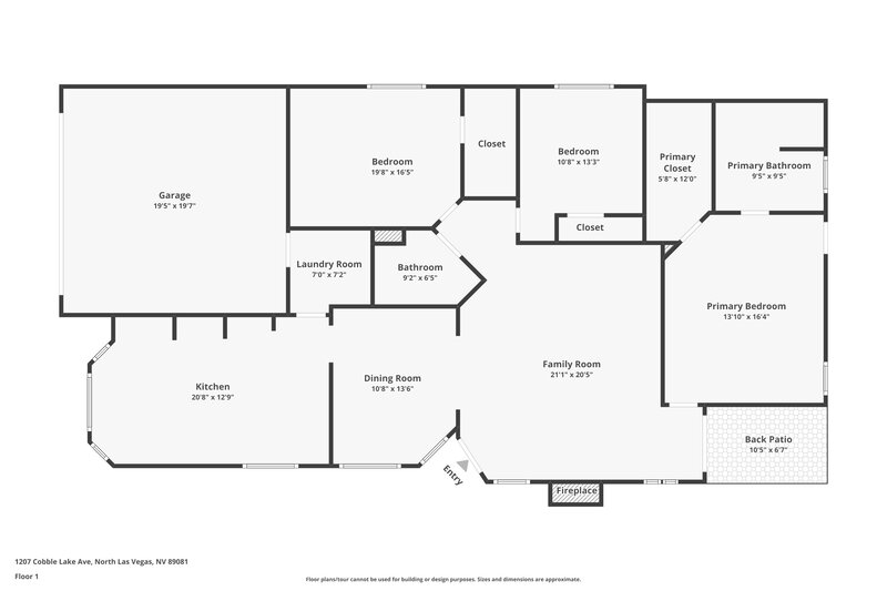 1,835/Mo, 1207 Cobble Lake Ave North Las Vegas, NV 89081 Floor Plan View
