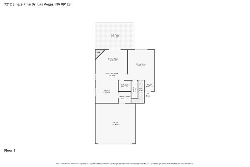 2,425/Mo, 7212 Single Pine Drive Las Vegas, NV 89128 Floor Plan View