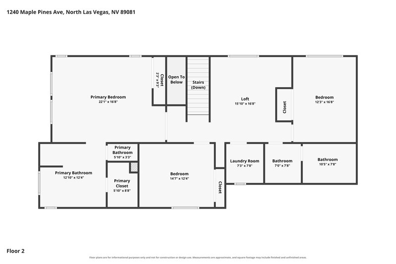 2,100/Mo, 1240 Maple Pines Ave North Las Vegas, NV 89081 Floor Plan View 2