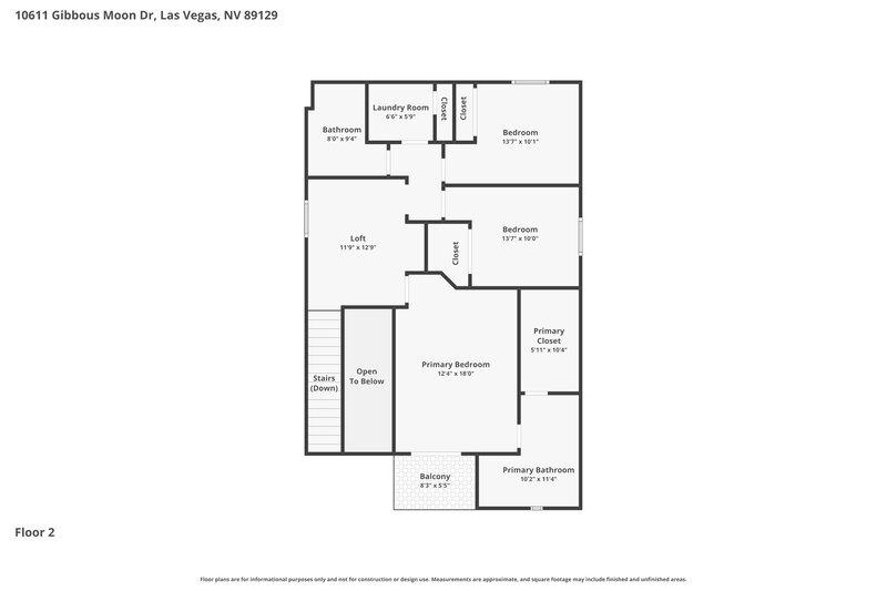 2,245/Mo, 10611 Gibbous Moon Dr Las Vegas, NV 89129 Floor Plan View 2