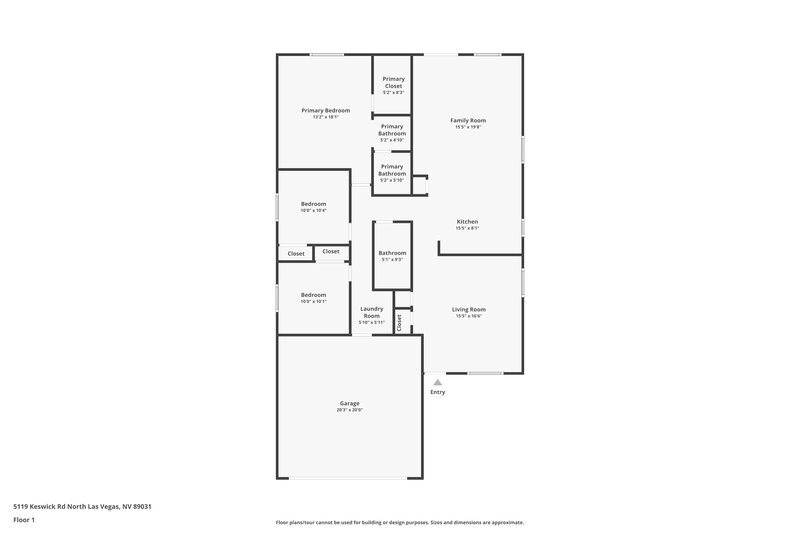 1,790/Mo, 5119 Keswick Road North Las Vegas, NV 89031 Floor Plan View