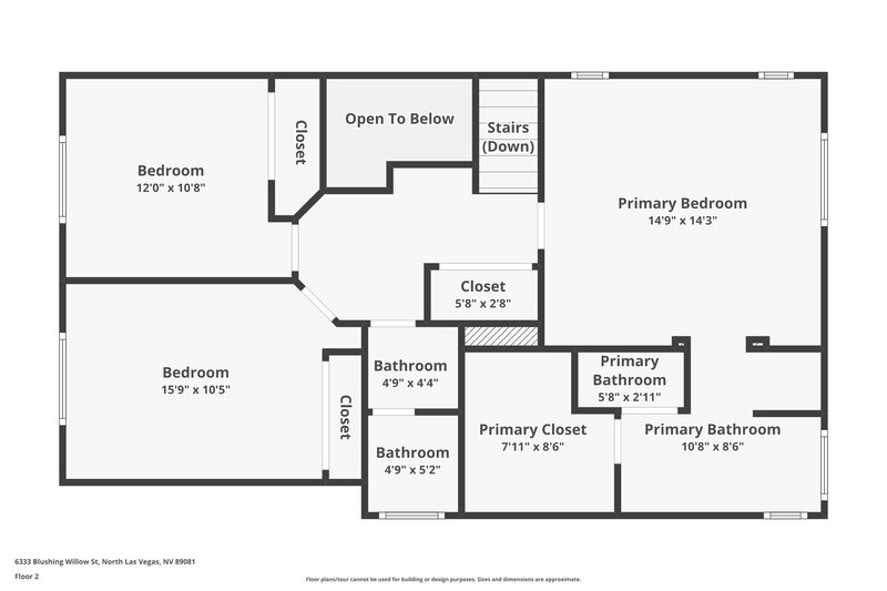 1,760/Mo, 6333 Blushing Willow Street North Las Vegas, NV 89081 Floor Plan View 2