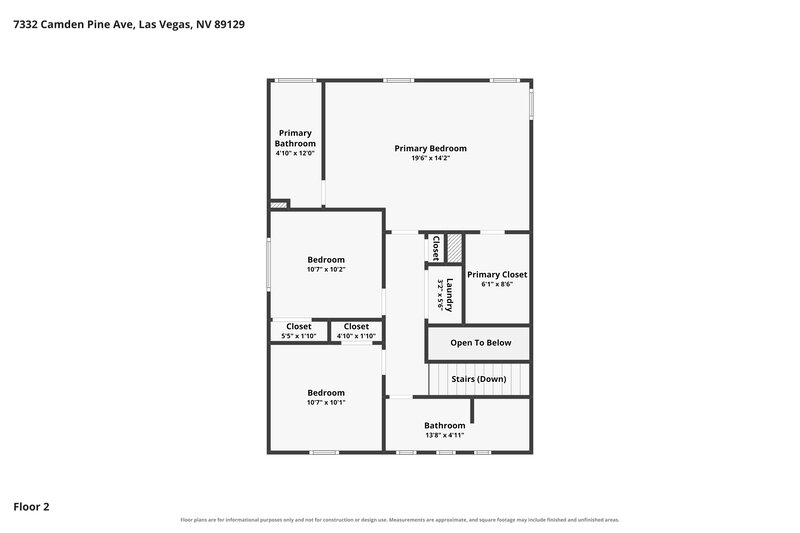 1,860/Mo, 7332 Camden Pine Ave Las Vegas, NV 89129 Floor Plan View 2