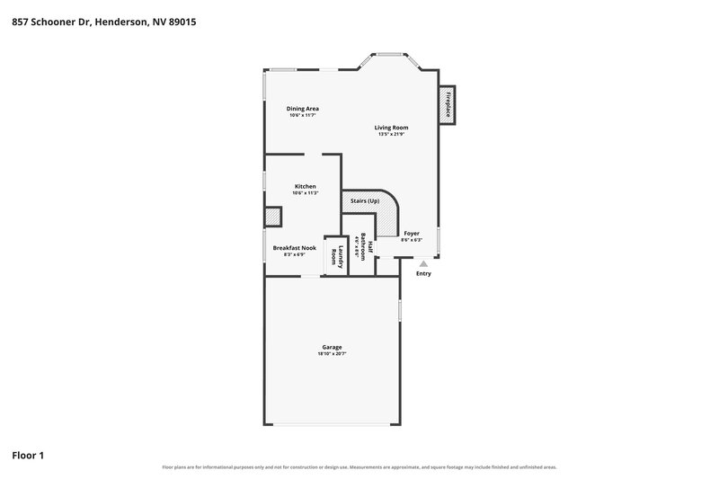 2,105/Mo, 857 Schooner Dr Henderson, NV 89015 Floor Plan View