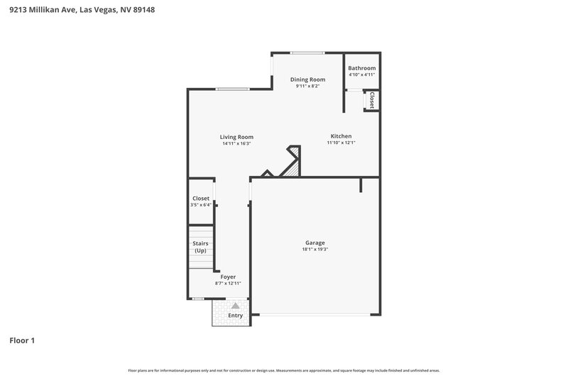 1,945/Mo, 9213 Millikan Ave Las Vegas, NV 89148 Floor Plan View