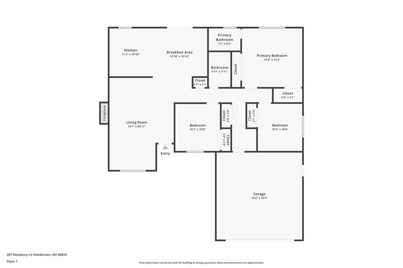 1,860/Mo, 397 Newbury Court Henderson, NV 89015 Floor Plan View