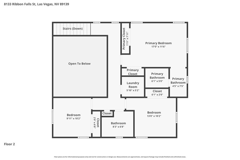 2,120/Mo, 8133 Ribbon Falls St Las Vegas, NV 89139 Floorplan View 2
