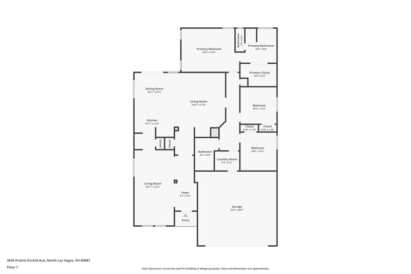 1,945/Mo, 3635 Prairie Orchid Avenue North Las Vegas, NV 89081 Floor Plan View