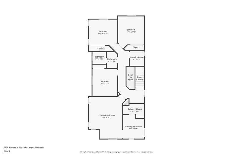 2,165/Mo, 5736 Adanon Street North Las Vegas, NV 89031 Floor Plan View 2