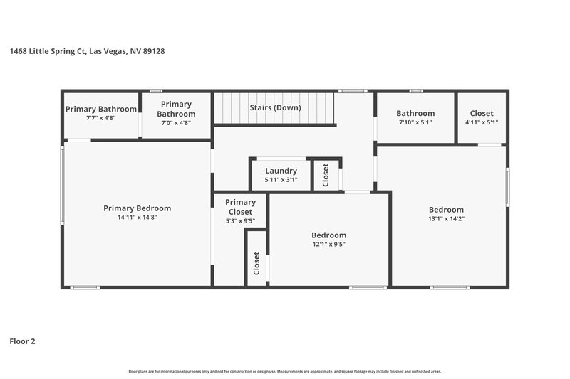 1,915/Mo, 1468 Little Spring Court Las Vegas, NV 89128 Floor Plan View 2