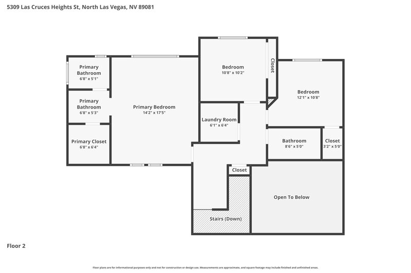 2,195/Mo, 5309 Las Cruces Heights Street North Las Vegas, NV 89081 Floor Plan View 2