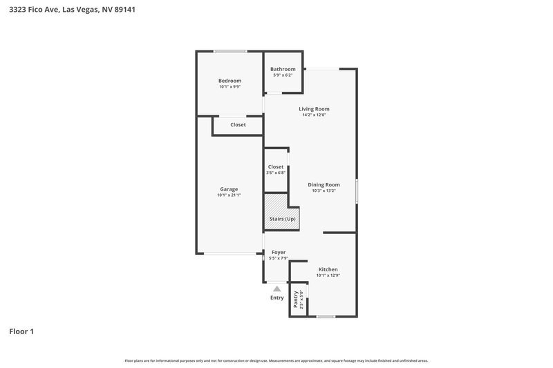 2,220/Mo, 3323 Fico Avenue Las Vegas, NV 89141 Floor Plan View