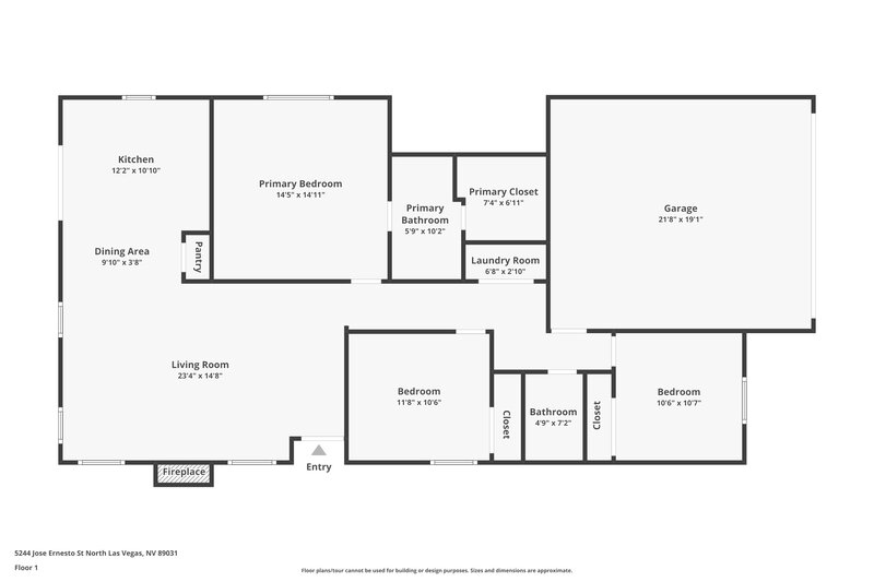 1,980/Mo, 5244 Jose Ernesto Street North Las Vegas, NV 89031 Floor Plan View