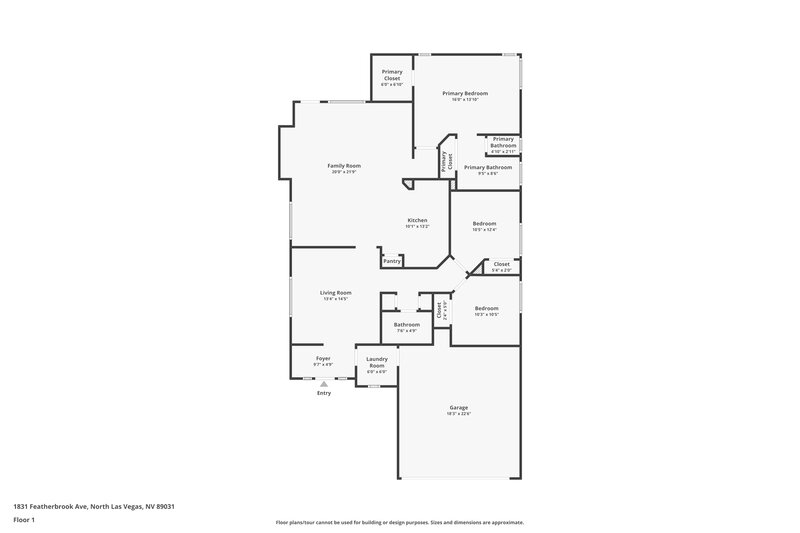 2,055/Mo, 1831 Featherbrook Ave North Las Vegas, NV 89031 Floor Plan View