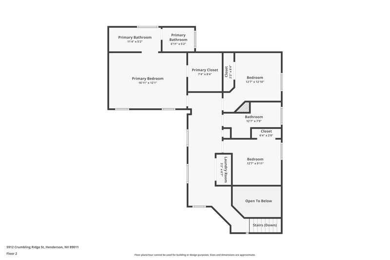 2,140/Mo, 5912 Crumbling Ridge Street Henderson, NV 89011 Floor Plan View 2