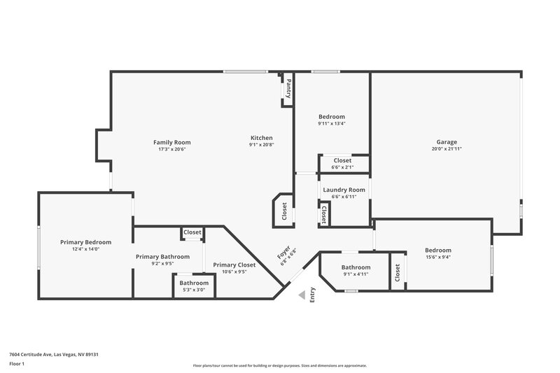 1,830/Mo, 7604 Certitude Avenue Las Vegas, NV 89131 Floor Plan View