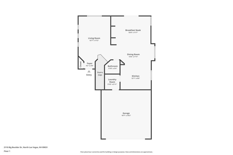 1,850/Mo, 2110 Big Boulder Drive North Las Vegas, NV 89031 Floor Plan View