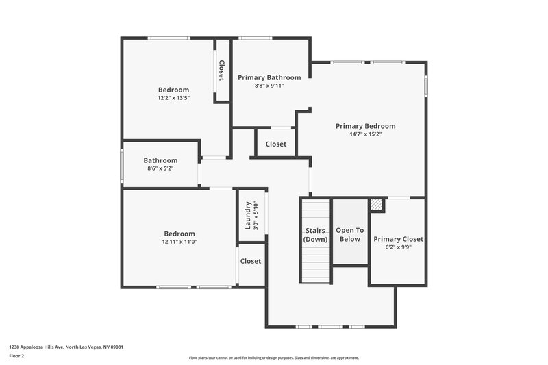 1,970/Mo, 1238 Appaloosa Hills Avenue North Las Vegas, NV 89081 Floor Plan View 2