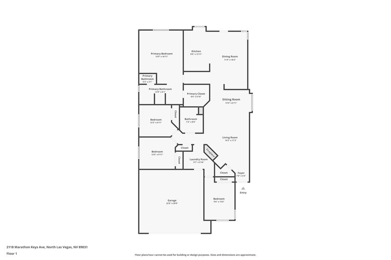 2,240/Mo, 2118 Marathon Keys Avenue North Las Vegas, NV 89031 Floor Plan View