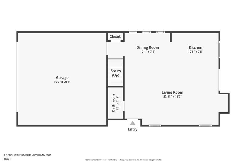 1,870/Mo, 6417 Pine Willows Court North Las Vegas, NV 89084 Floor Plan View