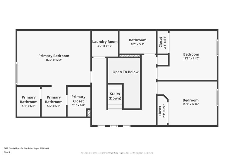 1,870/Mo, 6417 Pine Willows Court North Las Vegas, NV 89084 Floor Plan View 2