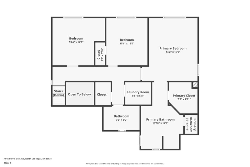 2,085/Mo, 1945 Barrel Oak Avenue North Las Vegas, NV 89031 Floor Plan View 2