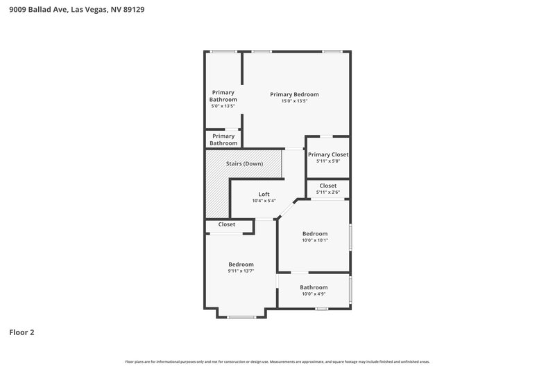 2,090/Mo, 9009 Ballad Avenue Las Vegas, NV 89129 Floor Plan View 2