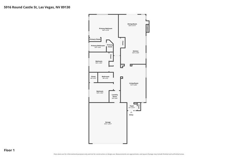 2,295/Mo, 5916 Round Castle Street Las Vegas, NV 89130 Floor Plan View