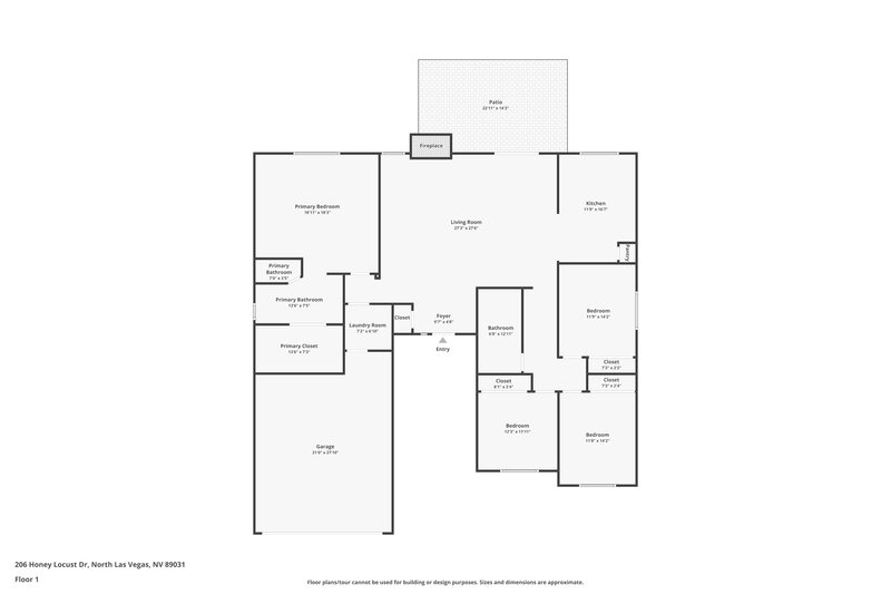 2,140/Mo, 206 Honey Locust Drive North Las Vegas, NV 89031 Floor Plan View