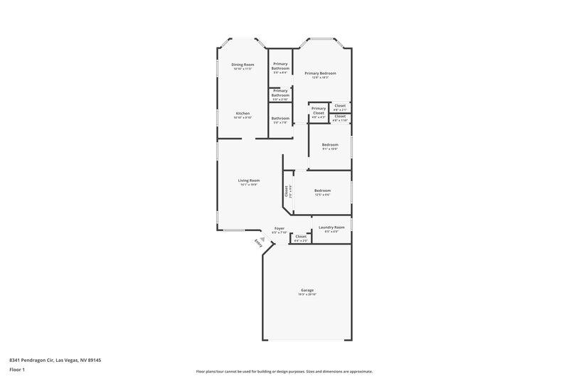 1,840/Mo, 8341 Pendragon Cir Las Vegas, NV 89145 Floor Plan View
