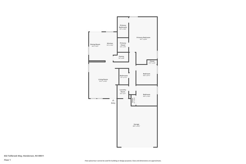 1,790/Mo, 832 Tollbrook Way Henderson, NV 89011 Floor Plan View