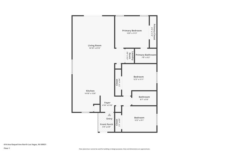 2,015/Mo, 614 Ana Raquel Ave North Las Vegas, NV 89031 Front View