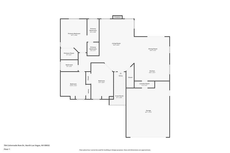 2,150/Mo, 704 Colonnade Row Dr North Las Vegas, NV 89032 Floor Plan View