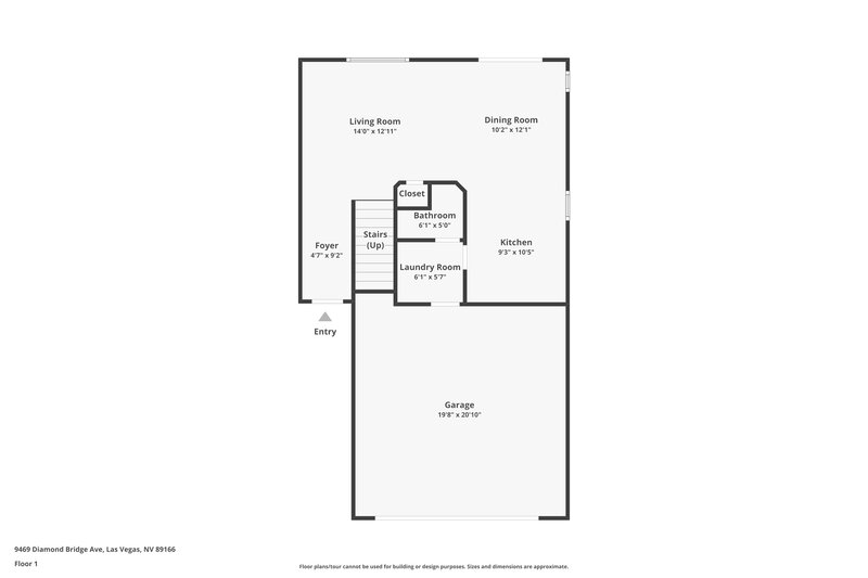 2,250/Mo, 9469 Diamond Bridge Avenue Las Vegas, NV 89166 Floor Plan View