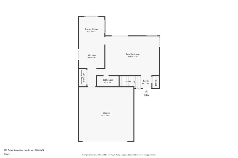 1,870/Mo, 109 Quiet Desert Lane Henderson, NV 89074 Floor Plan View