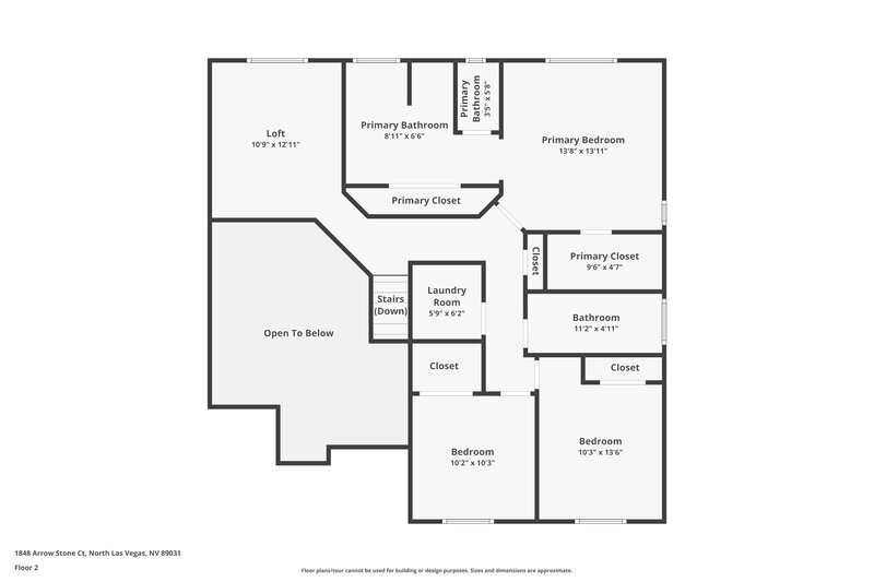 1,865/Mo, 1848 Arrow Stone Ct North Las Vegas, NV 89031 Floor Plan View 2