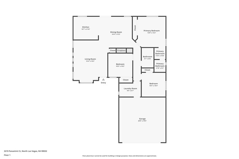 1,985/Mo, 3219 Panamint Ct North Las Vegas, NV 89032 Floor Plan View