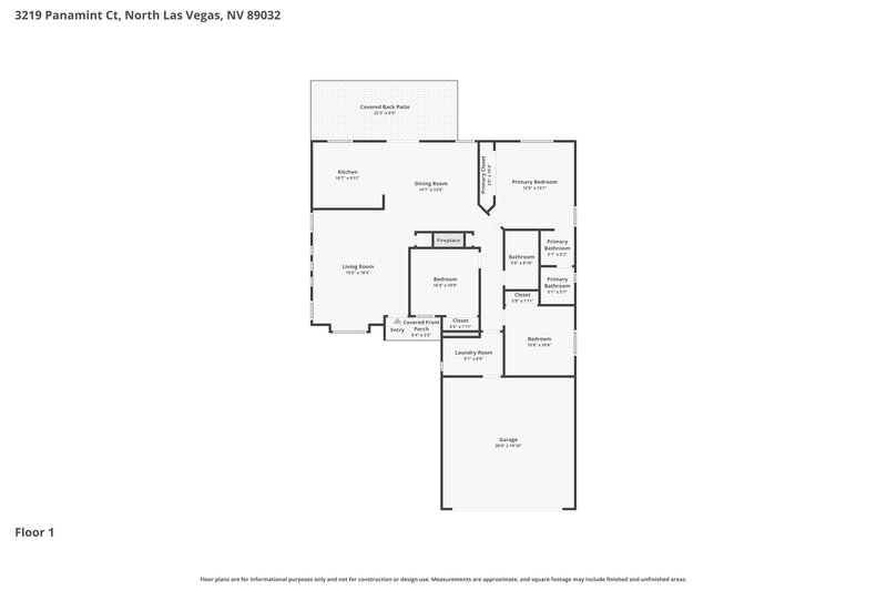1,975/Mo, 3219 Panamint Ct North Las Vegas, NV 89032 Floor Plan View