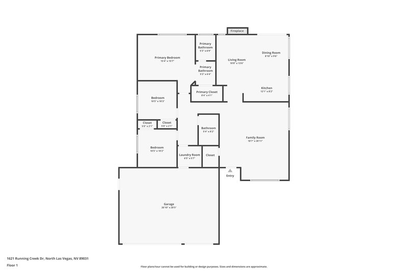 2,930/Mo, 1621 Running Creek Drive North Las Vegas, NV 89031 Floor Plan View