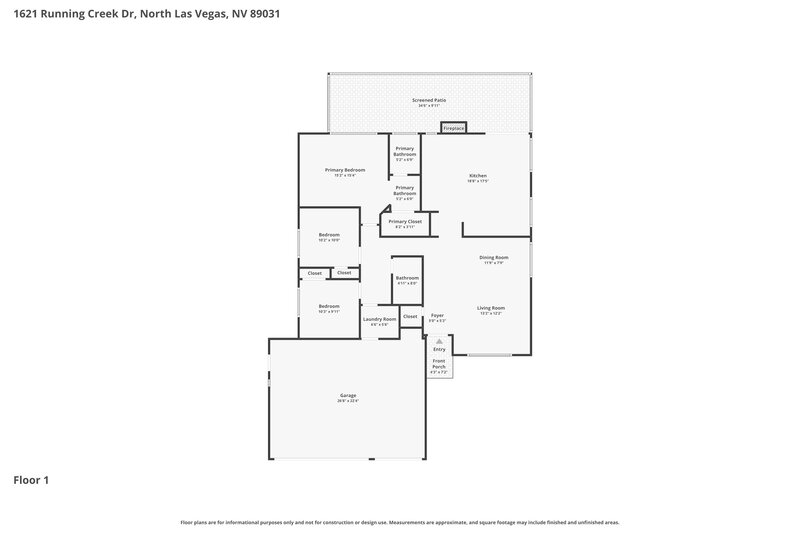 0/Mo, 1621 Running Creek Drive North Las Vegas, NV 89031 Floor Plan View